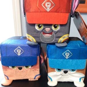 New Paw Patrol Rubble Crew Set of 3 Square Plush plushies New